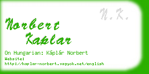 norbert kaplar business card
