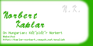 norbert kaplar business card